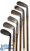 6x Assorted irons featuring 3x Good playable golf irons include Willie Park iron,