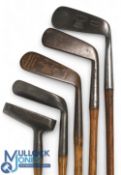 5x Assorted putters incl a Philpot of Mitcham part putter (in design of the W Park bent neck putter)