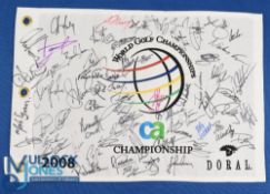 2008 World Golf Championship profusely signed white embroidered pin flag (55#) - celebrating 10th