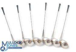 Set of 6 Vintage Frigast Danish Golf Club Cocktail Sticks and Chiller. Silver plate golf club