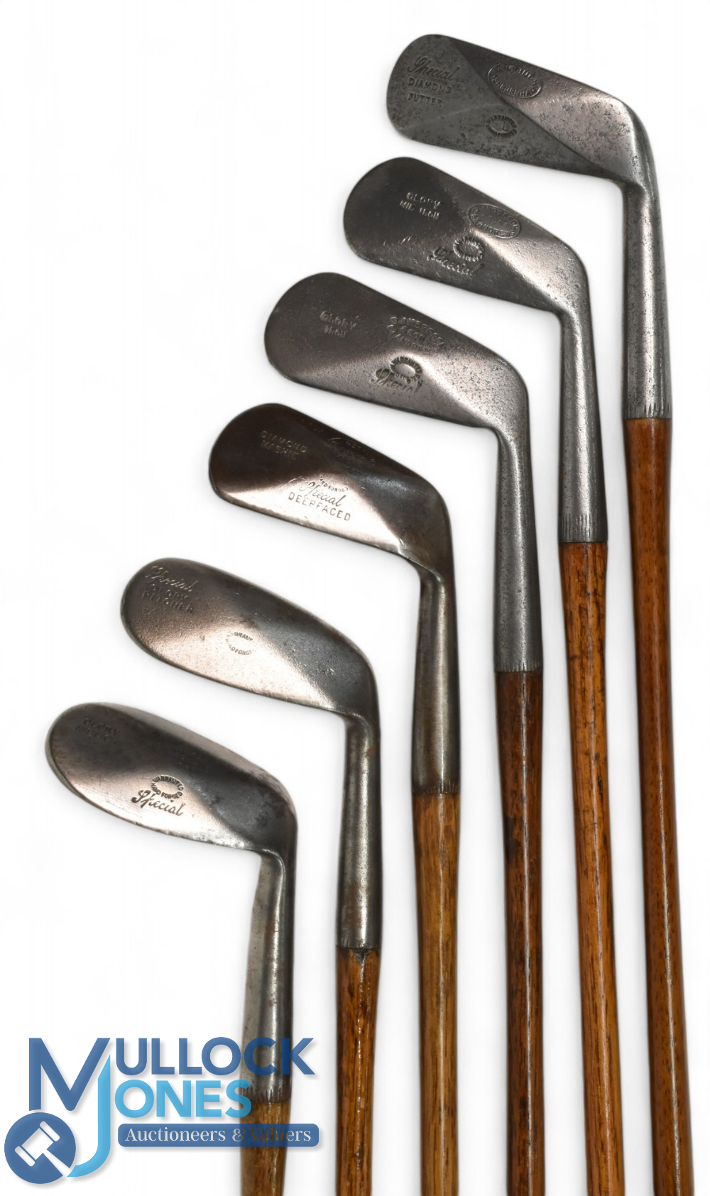 Half a set of Diamond backed Glory irons by D Anderson and Son St Andrews comprises a mid-iron,