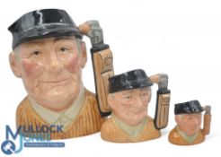 Royal Doulton The Golfer. Large D6623 modelled by David P Biggs, Medium D6756 Modelled by Peter A