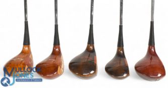 5x MacGregor Persimmon woods features 2x Tommy Armour 1 woods a Tourney T693W and 5398 Tourney model