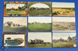 Collection of early Montrose golf links coloured postcards from the turn of the 20thc (9)