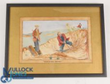 1922 Original 'Punch' Amusing Golfing watercolour by R H Vaughan - signed and dated by the artist to