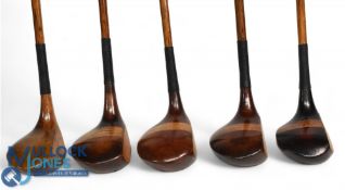 5x Assorted socket neck woods incl Jack White autograph stripe top spoon, Fred Stephens stripe top