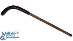 Antique c1900 Hockey Stick: with a full leather cladding to blade, has Alice carved to handle and