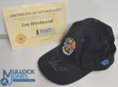 2006 Ryder Cup Autographed Cap. Signed by Lee Wetwood to the peak made by Level 4 London and Hong