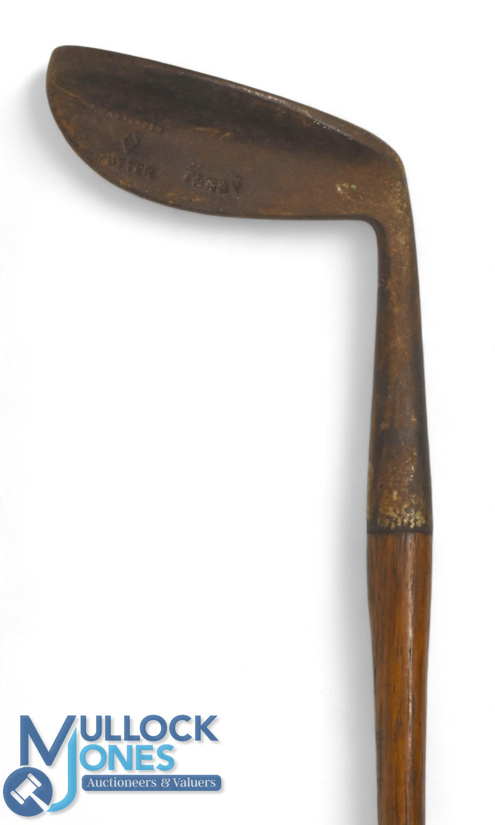 Winton Tenby putter with high rounded crown and wide flanged sole with punch dot half moon face