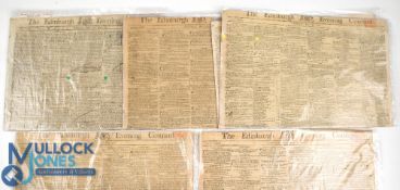 Collection of very early 19th c Edinburgh Evening Courant Newspapers covering important golf and