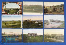 Interesting collection of early 20th century Scottish Golf Links coloured postcards (9) to include