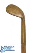 Golf Sunday Walking Stick with a smooth faced rut niblick handle, brass tip, measures 32
