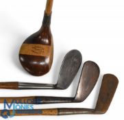 R Forgan and Son Scotia stripe top large head spoon together with a good sized niblick showing the
