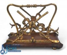 Victorian Golf Letter Rack: made by S Hall & Sons Birmingham having cross clubs with ribbons mounted