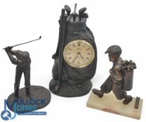Modern Juliana Golf Bag Resin Clock: Battery operated Quartz 26cm high together with resin golf