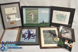 Framed Golf Players Autographs: Lee Westwood 28 x 23cm, Tiger Woods 35 x 30cm, Arnold Palmer 39 x
