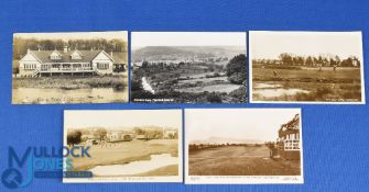 Collection of early English Golf Links b&w postcards (5) to incl Highwood Golf Course Clubhouse