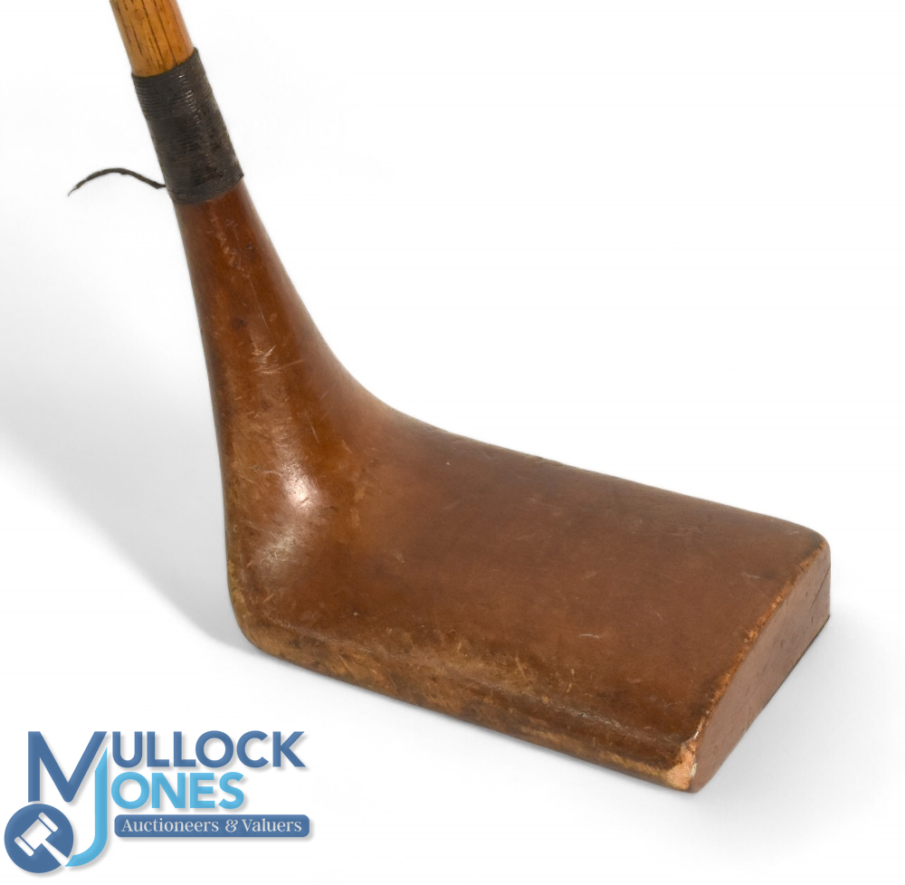 Unnamed Gassiat style rectangular wide wooden head socket neck putter with half brass sole plate, - Image 2 of 3
