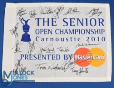 2010 Carnoustie Senior Open Golf Championship profusely signed pin flag - to include major winners