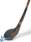 Davidson of Musselburgh scare neck transitional short spoon in dark stained beechwood fitted with