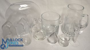 Selection of Golf related Glassware: To include very large tankard, large oval vase, 2 handled vase,