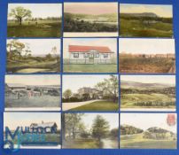 Interesting collection of very early 20th century Scottish Golf Links coloured postcards (12) to