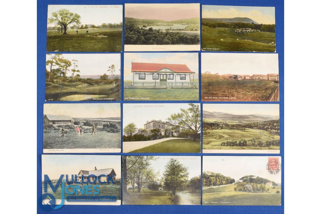 Interesting collection of very early 20th century Scottish Golf Links coloured postcards (12) to
