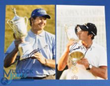 2x Overseas Golf Players US Open Champions signed press colour photographs to incl Retief Goosen (