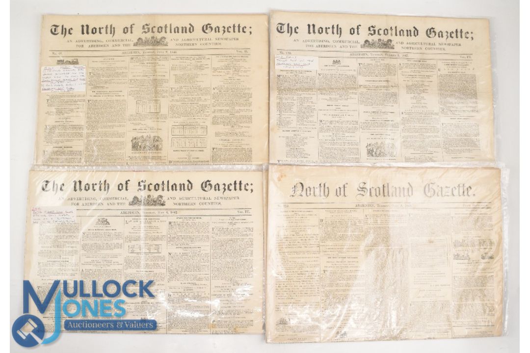 Collection of 1840s North of Scotland (Aberdeen) Gazette Newspapers with early Golf Club