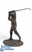 White Metal Golfing Statue. John Ballin full swing c1900, 15cm high