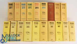 A continuous run of nineteen John Wisden's Cricketers Almanacks 1971-1989 Hardbacks 1976, 1977,