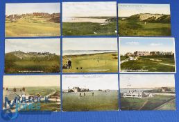 Collection of various early Scottish golf Links coloured postcards from the early 1900s onwards (