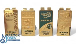 2001, 2002, 2003, 2005 European PGA Tour Norman Wood Official Issued Money Clips. Named to bottom