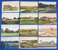 Good cross section of early 20th c English Golf Links coloured postcards from 1903 onwards (12) to