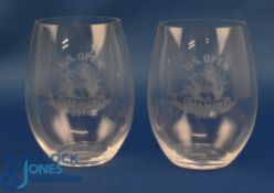 2016 US Open Oakmont Golf Championship Pair of Glass Goblets - etched with Clubs Crest and won by