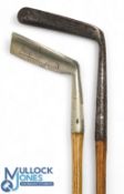 2x Interesting putters a Hardy Bros of Princess St Edinburgh rustless metal wide sole flange