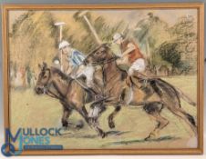 Annie Fraser Polo Match Horse Original Art, in pastels - size #42xm x 55cm