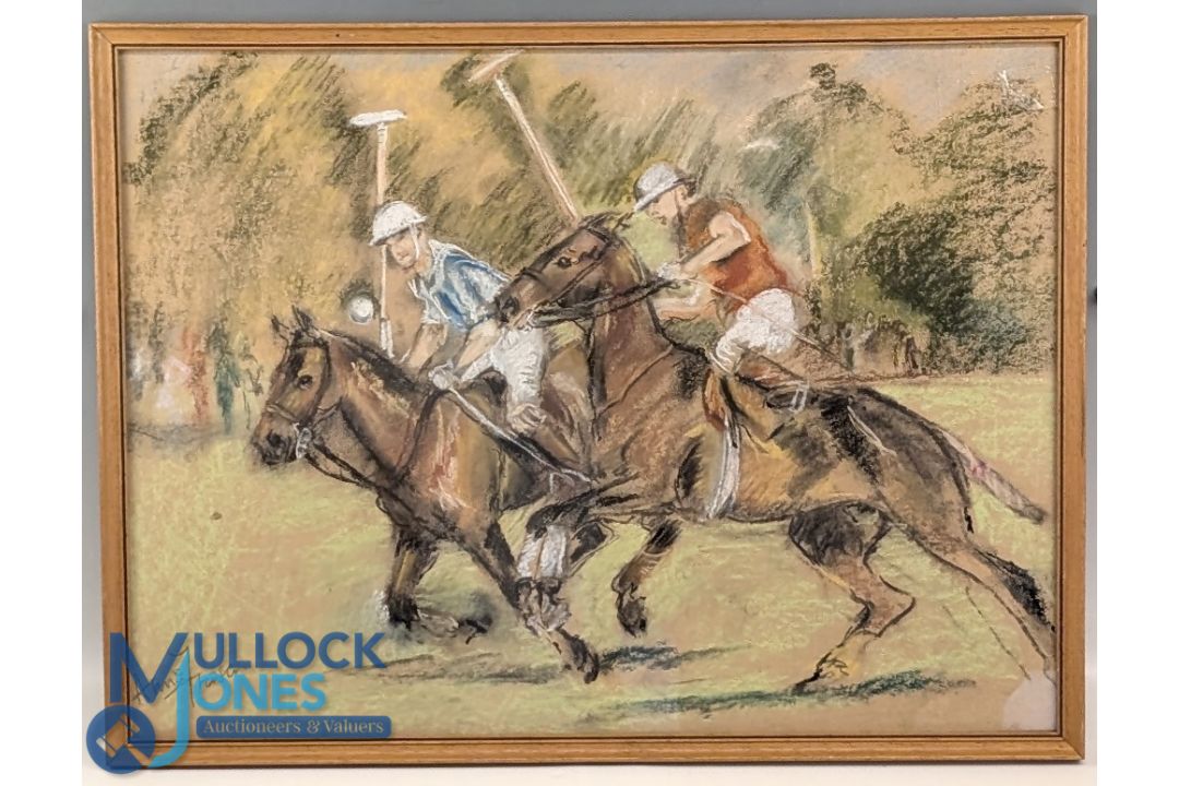 Annie Fraser Polo Match Horse Original Art, in pastels - size #42xm x 55cm