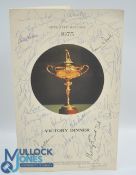 1975 Ryder Cup Large Victory menu signed by 30 Ryder Cup Players and Team Officials: To include