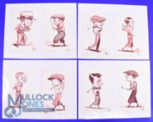 8x Amusing Cartoons of Golfers Peter Hobbs, 1930-1994 Published by the author, Great Britain, 1938