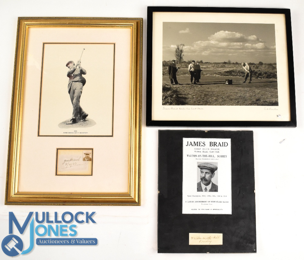 James Braid Open Golf Champion - collection of ephemera one signed with other related golfing