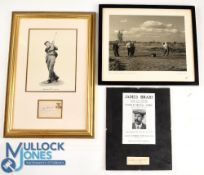 James Braid Open Golf Champion - collection of ephemera one signed with other related golfing