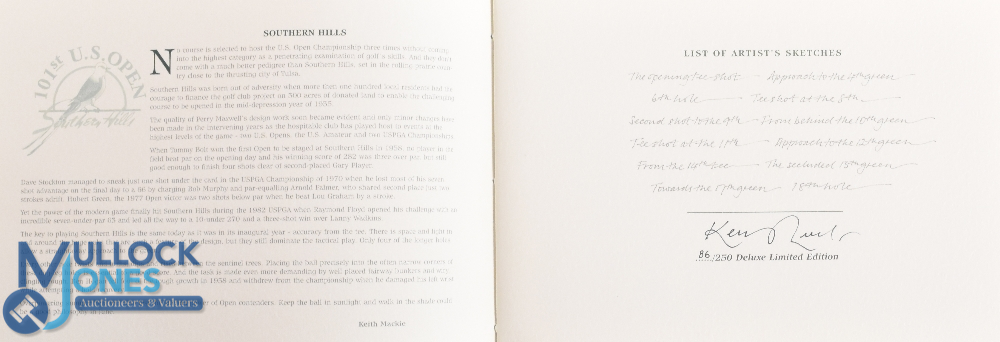 US Open 2001 Southern Hills Artist's Sketchbook Deluxe Limited Edition (86/250) Ken Reed (signed) in - Image 2 of 3
