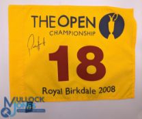 The Open Golf Championship Signed Flag, of P Harrington Royal Birkdale 2008