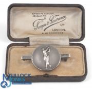 Golf Tie Pin: Hallmarked Birmingham 1934 in original case