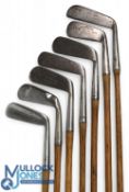 7x Assorted metal blade putters a wry neck musselback of Anderson of Anstruther, flanged sole