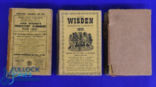 Three John Wisden's Cricketers Almanacks 1935, 1938 & 1939 - All are paperback, one with a