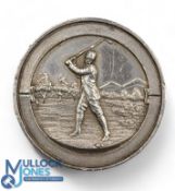 Herne Bay Golf Club Silver Medal. Hallmarked silver Birmingham 1901 with a golfer in relief,