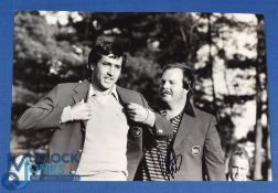 Seve Ballesteros 1983 US Masters Champion b&w press photograph signed by Craig Stadler - showing