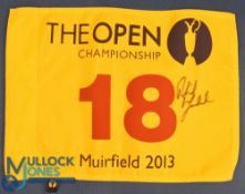 2013 Open Golf Championship No.18 hole signed pin flag signed by the winner Phil Mickelson -